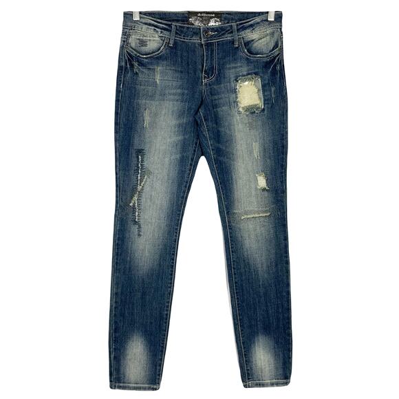 NWOT DOLLHOUSE Jeans Women 11 Blue Distressed Stonewash Skinny Cotton